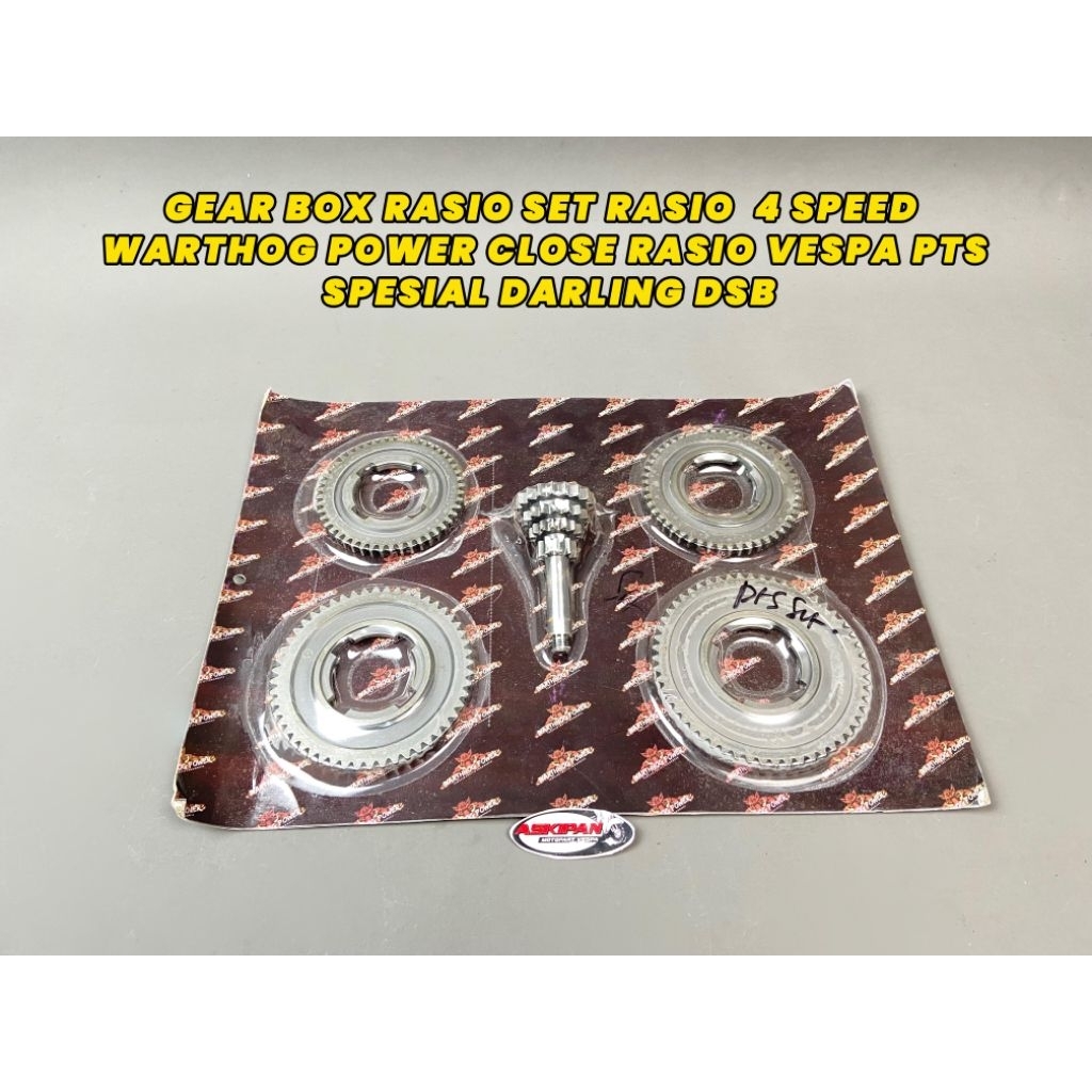 GEAR BOX RASIO SET RASIO  4 SPEED WARTHOG POWER CLOSE RASIO VESPA PTS SPESIAL DARLING DSB. LENGKAP G
