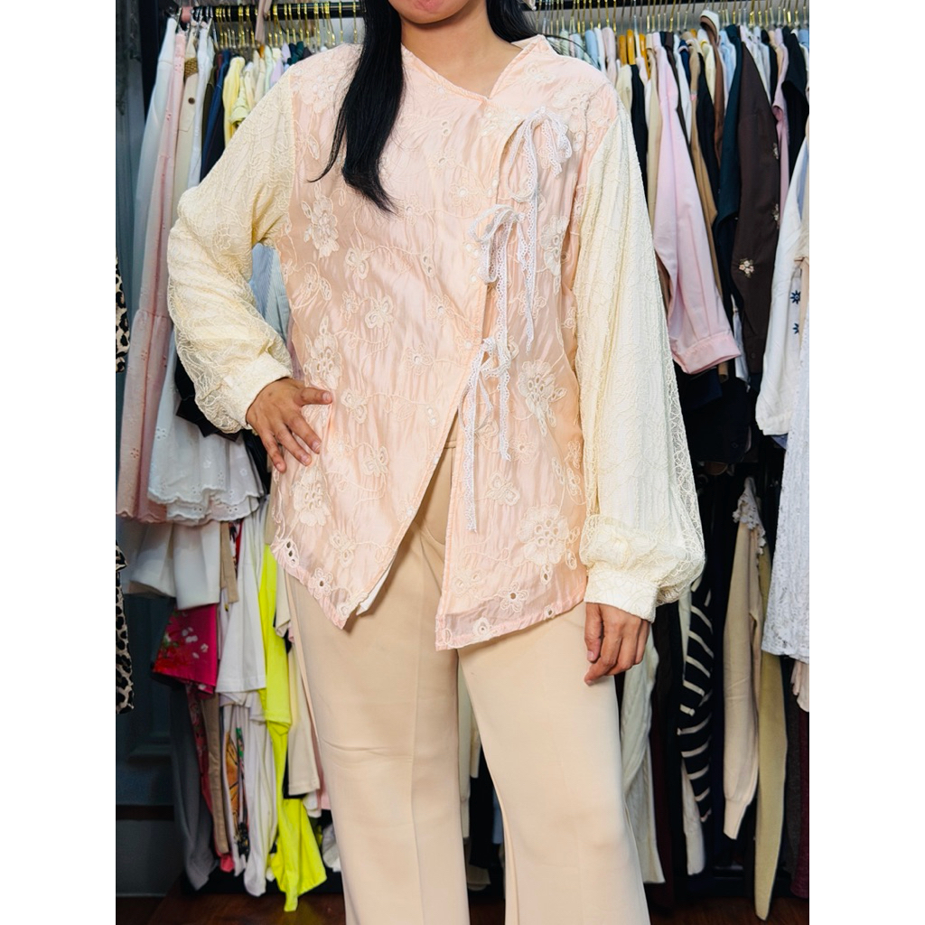 atasan sanghai brukat warna salem