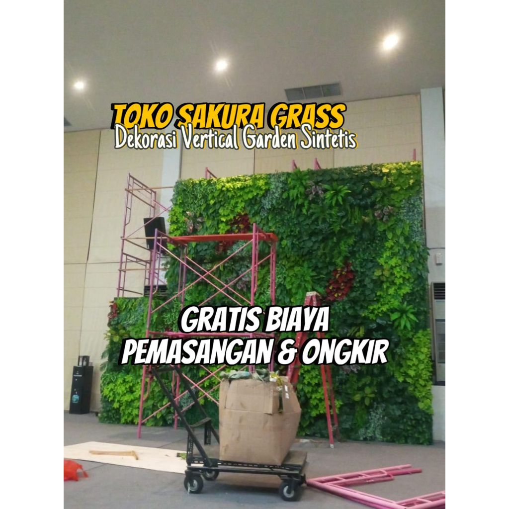 DEKORASI DINDING VERTICAL GARDEN - TANAMAN PLASTIK - GREEN WALL DINDING - TANAMAN RAMBAT