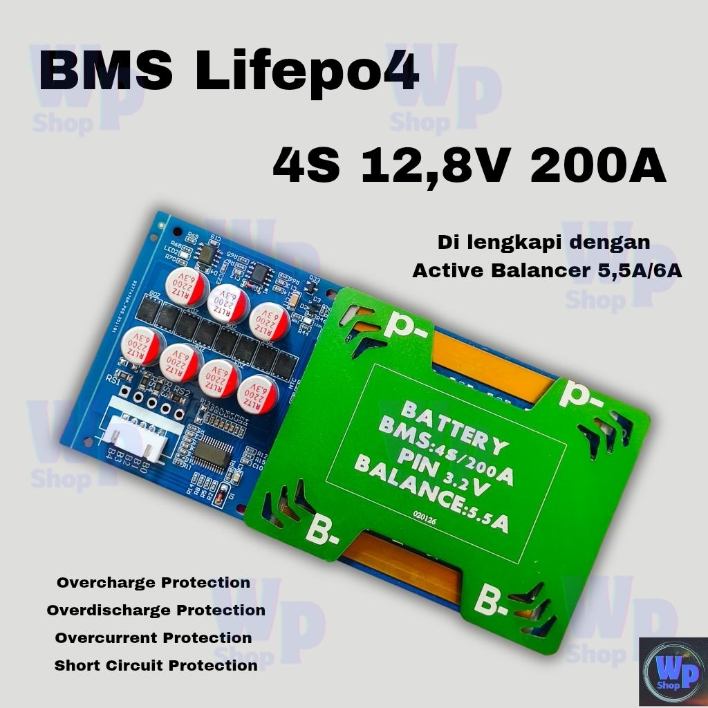 BMS Lifepo4 4S 100A BMS Plus Active Balancer 6A – Pelindung & Penyeimbang Cell baterai Lifepo4