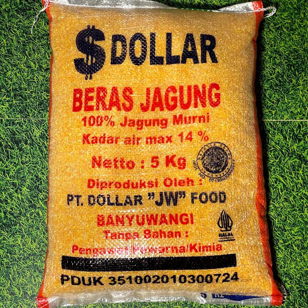 beras jagung dollar kemasan 5kg - beras jagung murni - beras jagung original