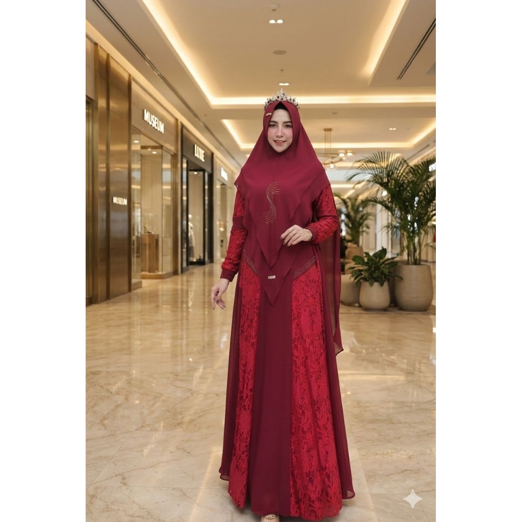 gamis brukat premium rancak by Syafeera