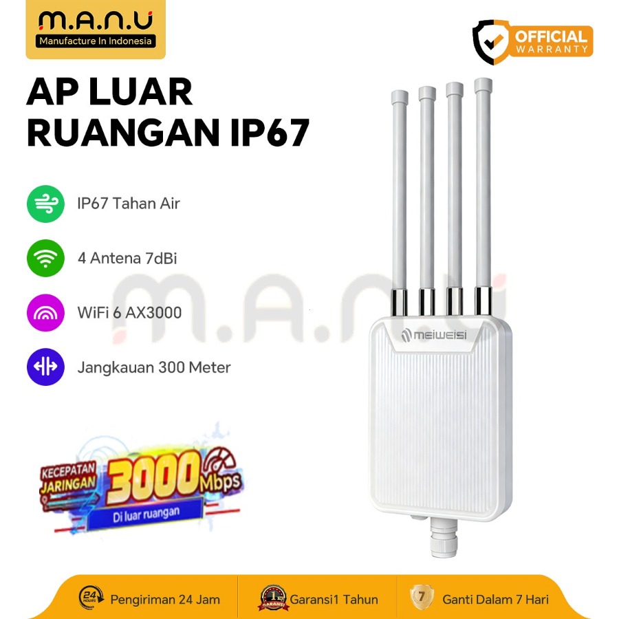 AX3000 WiFi 6 Outdoor Access Point/Extender Pro (Penguat Sinyal)/Repeater/Router WiFi Kecepatan 3000