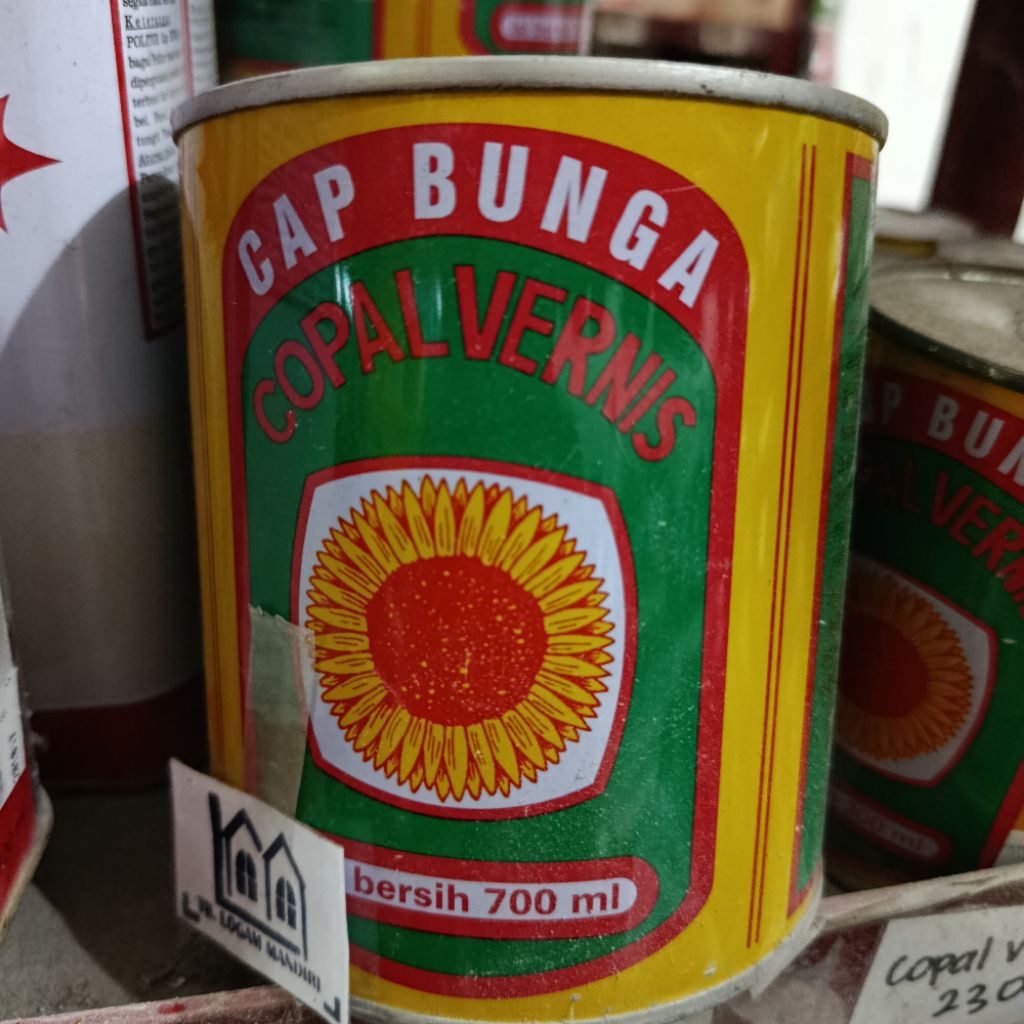 Copal Vernis Cap Bunga Cat Plitur Pelapis Kayu Warna Natural Glossy Mengkilap Mengkilat Cepat Kering