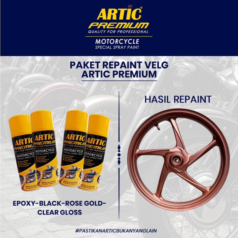 [PAKET REPAINT VELG] Cat Semprot Artic Premium Rose Gold Glossy (Epoxy + Black + Rose Gold + Clear G