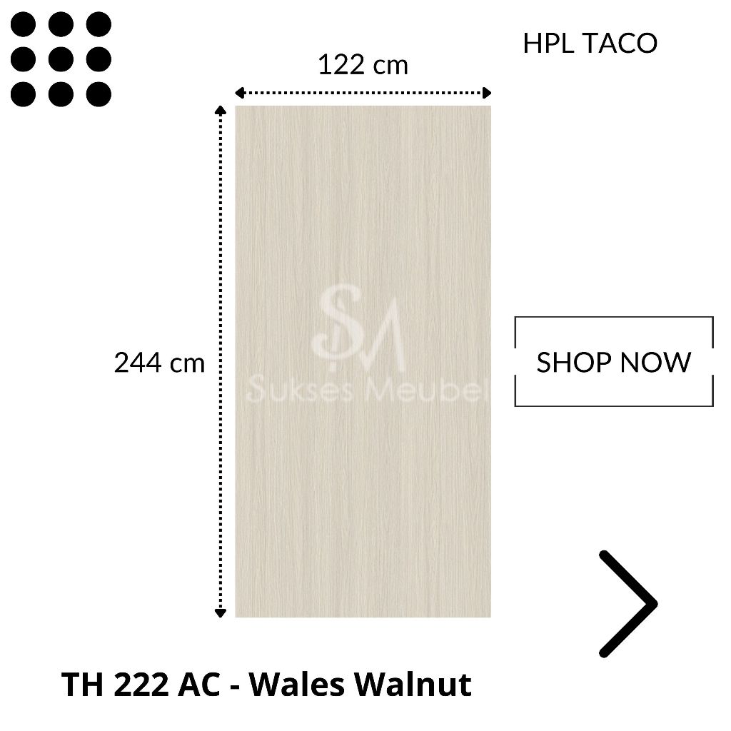 TACO HPL Woodgrain TH 222 AC - Wales Walnut | Per 1 Lembar Ukuran 1220 mm x 2440 mm