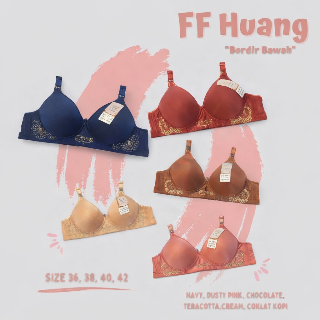 OBRAL MURAH 5 PCS BH FF HUANG BORDIR BUNDLING HEMAT - FF HUANG BORDIR - BRA FF HUANG