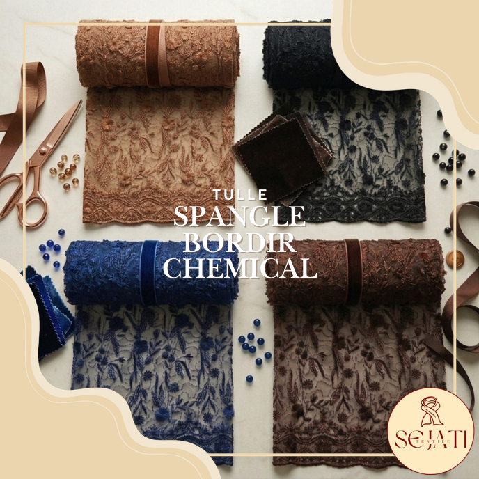 TERMURAH‼️Tulle Payet Spangle Bordir Chemical PREMIUM Meteran Eceran Murah Harga ½ Meter (COCOK UNTU