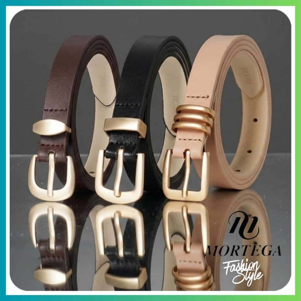 MORTEGA Sabuk Wanita Cantik untuk Dress & Celana Formal - Ikat Pinggang Kecil Aksesoris Fashion-MTG-