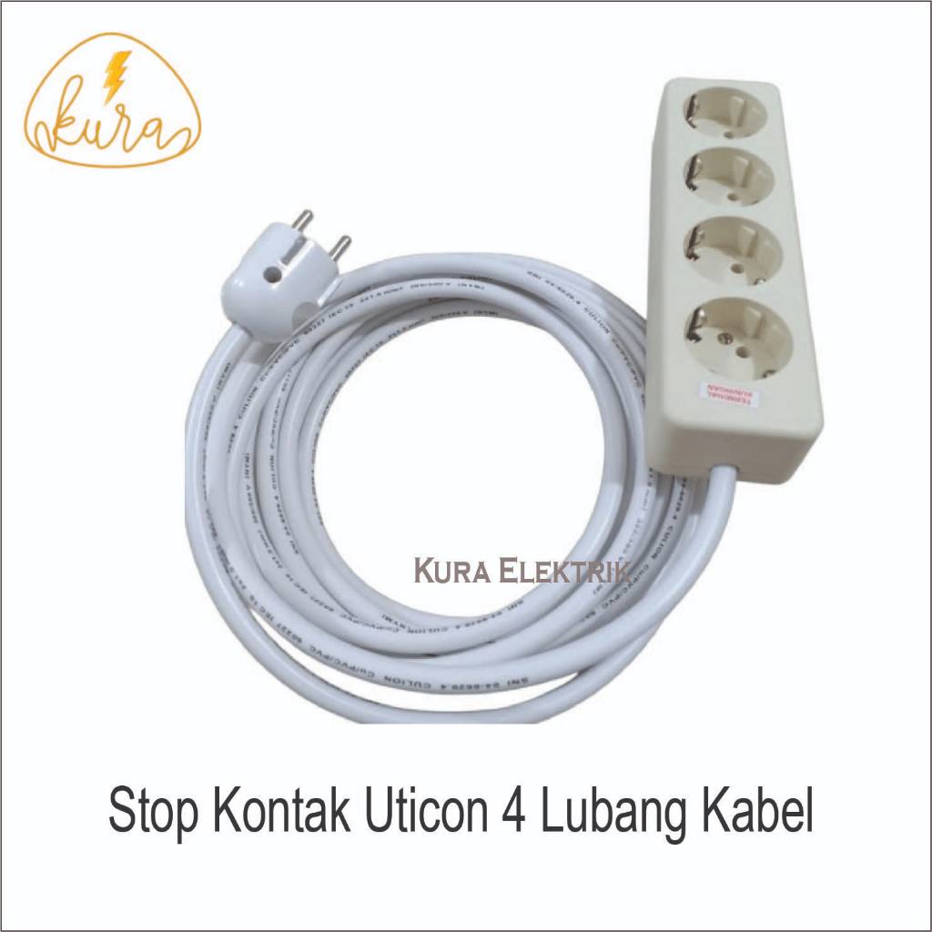 Stop Kontak Uticon 1,2,3,4,5 Lubang dan Kabel 1,2,3,4,5,6,7,8,9,10 meter Terminal Kuningan Rakitan S