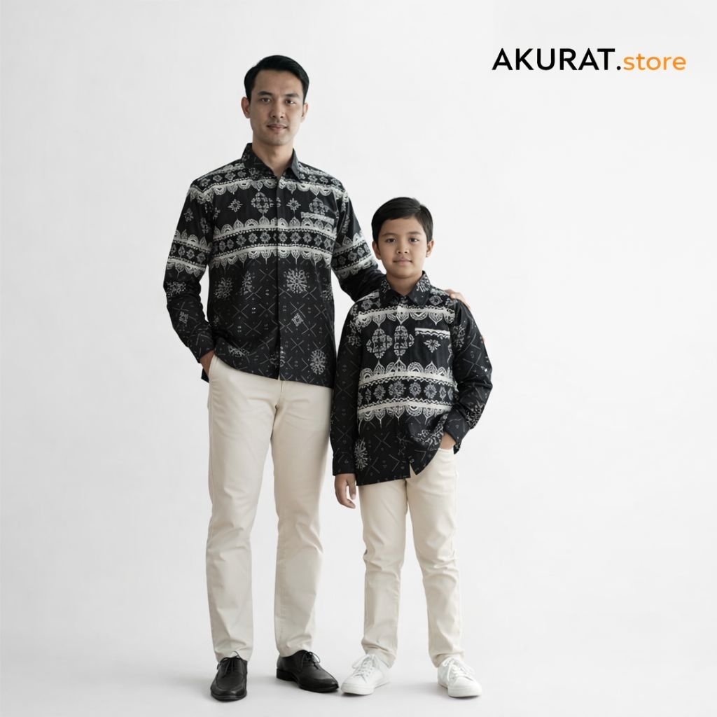 Kemeja Batik Kapel Ayah dan Anak | Batik Dewasa Lengan Panjang | Batik Anak Lengan Panjang