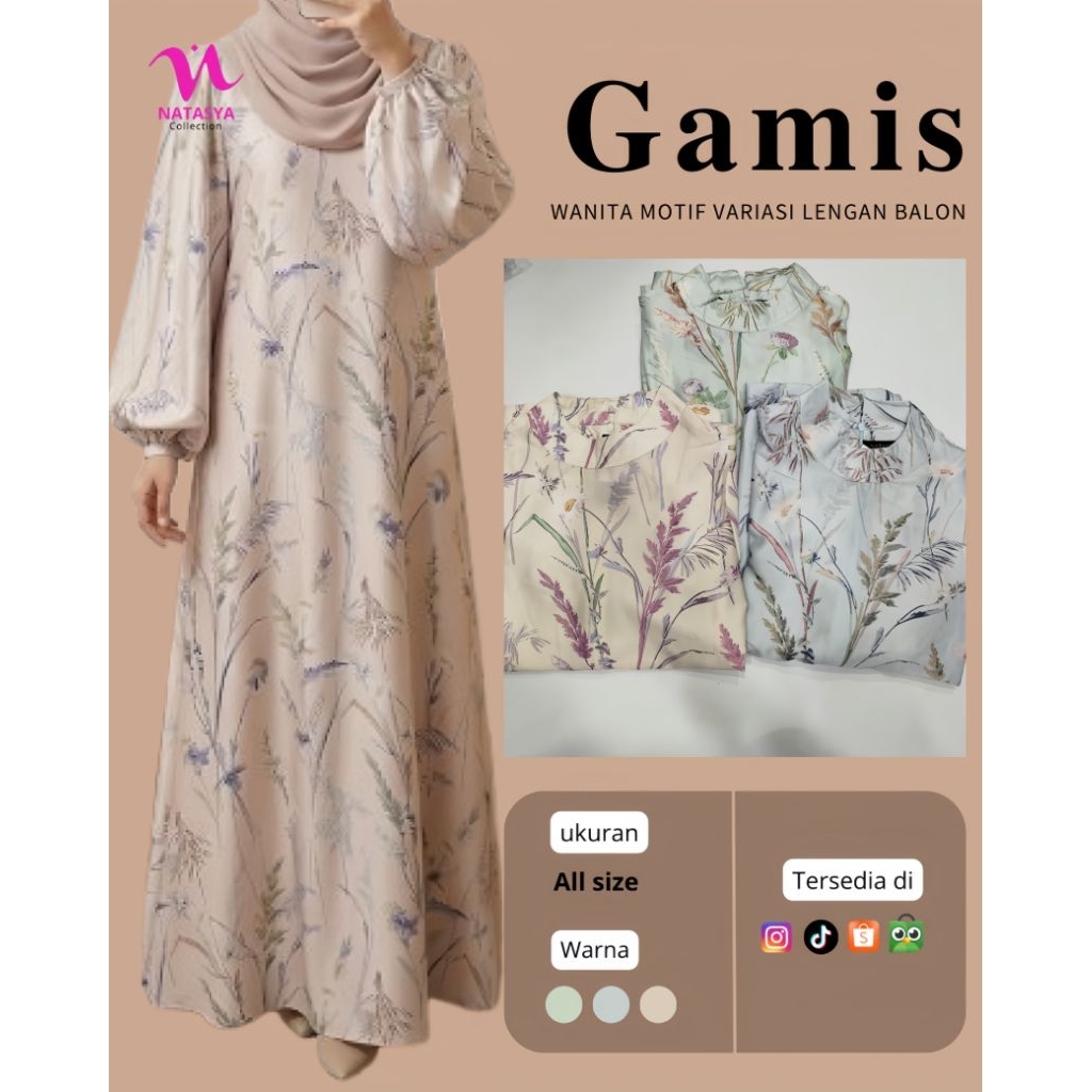 Gamis satin motif terbaru