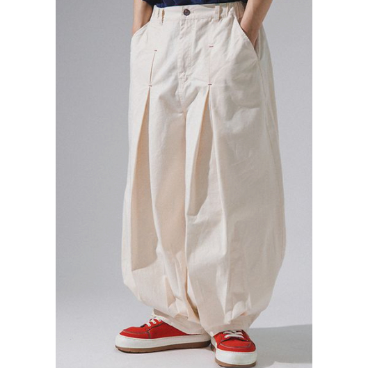 Celana Balon Pria Wanita Oversize Korean Style – Loose Wide Pants Casual Cream