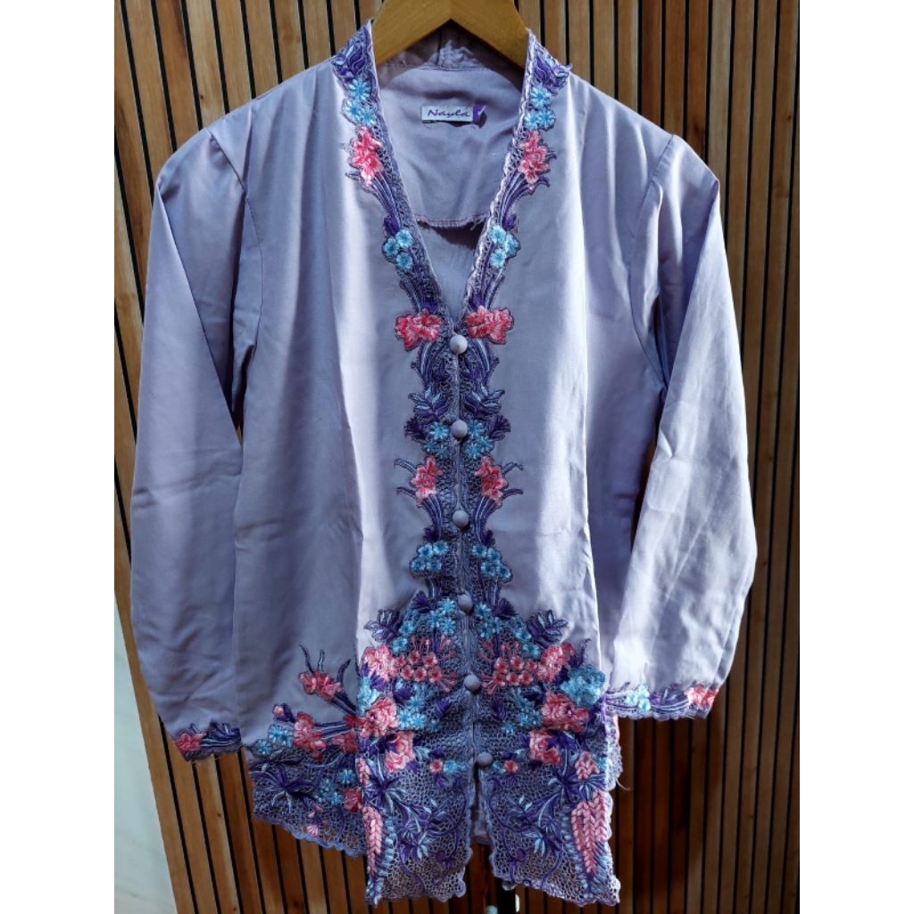 Kebaya Encim Wanita Lilac Bordir Floral Size M