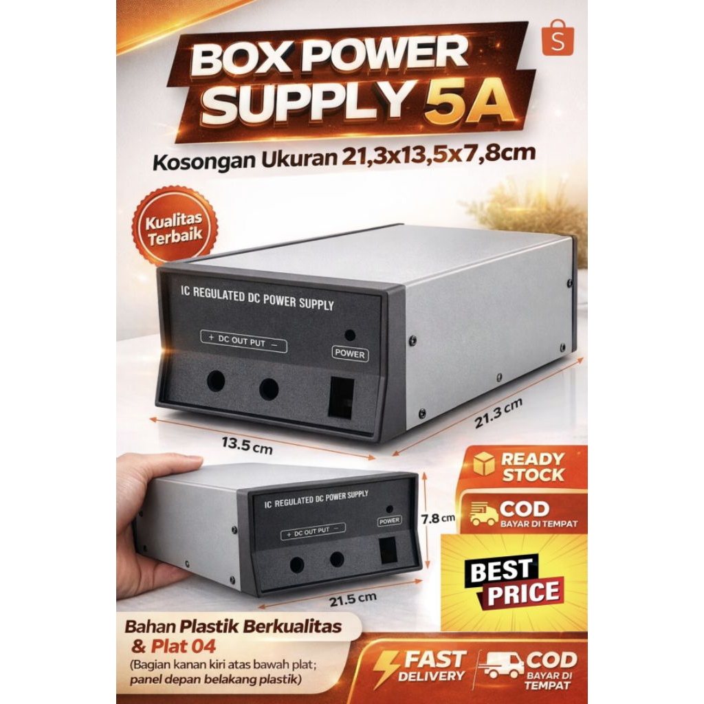 Box POWER SUPPLY 5A Kosongan 21.3 x 13.5 x 7.8cm p x l x t