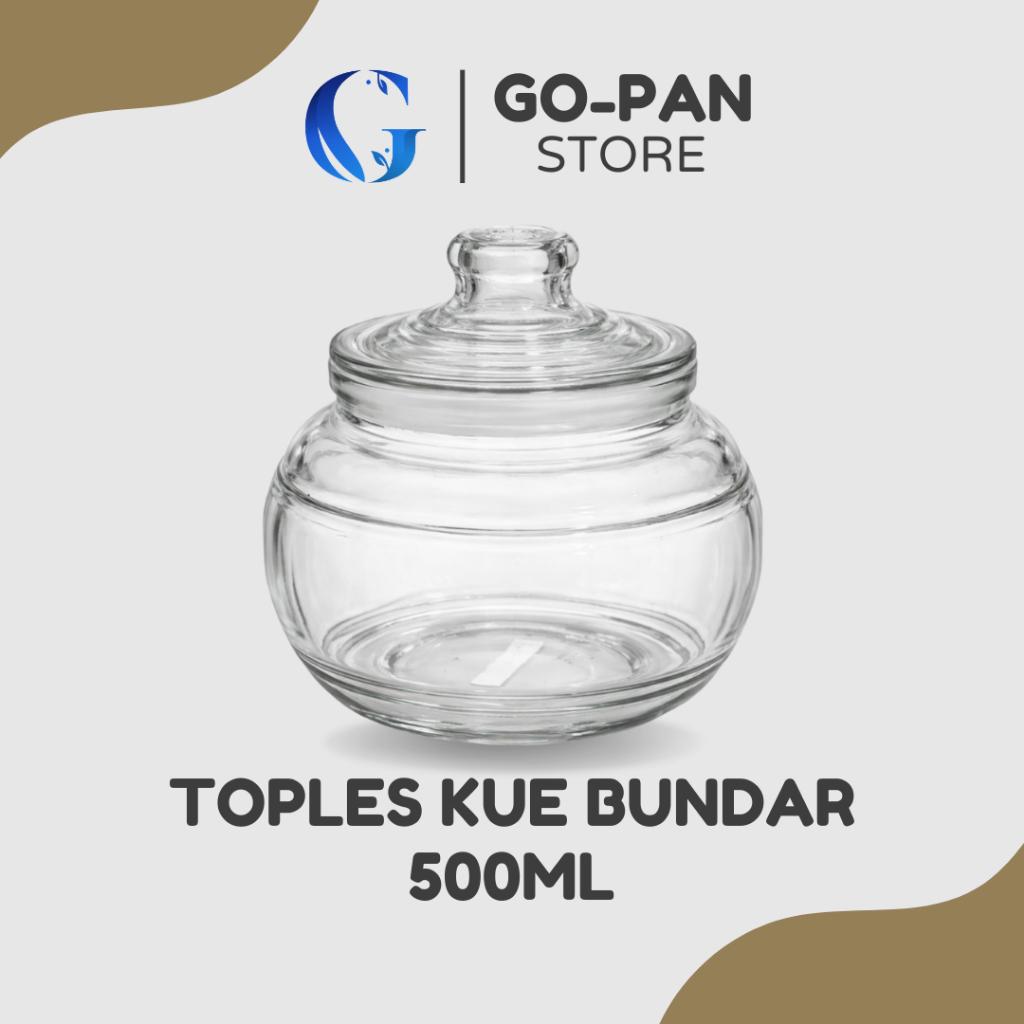Toples Bundar Tempat penyimpanan Makanan dan Kue Lebaran Kedaung Model Jadul Tutup Kaca Murah Kedap 
