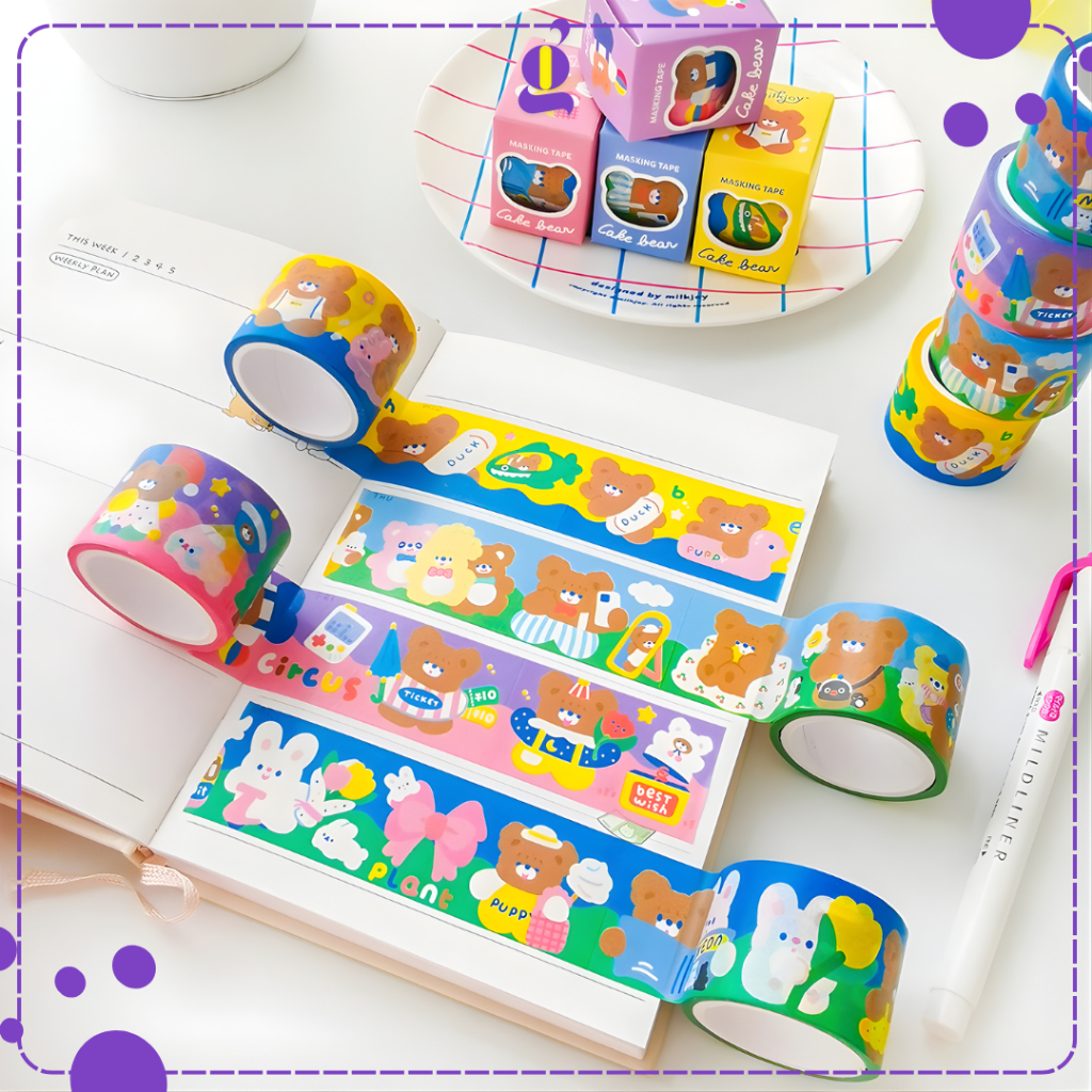 Washi Tape Milkjoy Cute Sticker 1 Pc Dekorasi Buku Diary Photocard Masking Tape Cake Bear