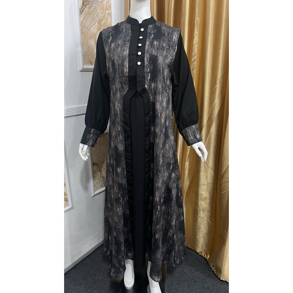 gamis premium hmf wanita , vest bisa di lepas pasang , gamis wanita , gamis raya , gamis lebaran wan