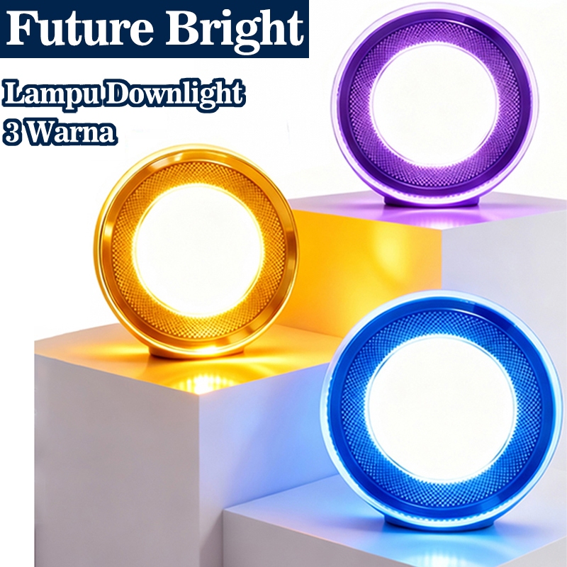 Lampu Downlight LED 3Warna 6Watt Bulat Inbow Panel LED Lampu Hias Rumah Light Panel Sangat Terang