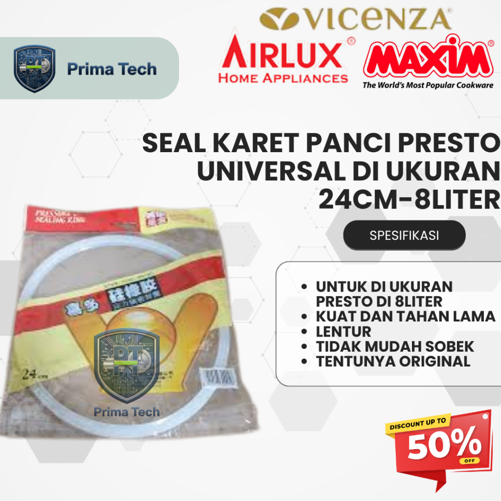 SEAL KARET PANCI PRESTO MAXIM 24 CM UNTUK 8 LITER- 100% ORIGINAL - DAN PASTINYA AWET-PANCO