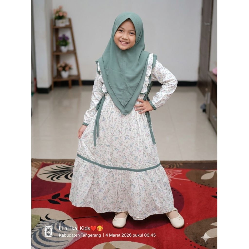 GAMIS ANAK+HIJAB BAHAN KATUN JEPANG