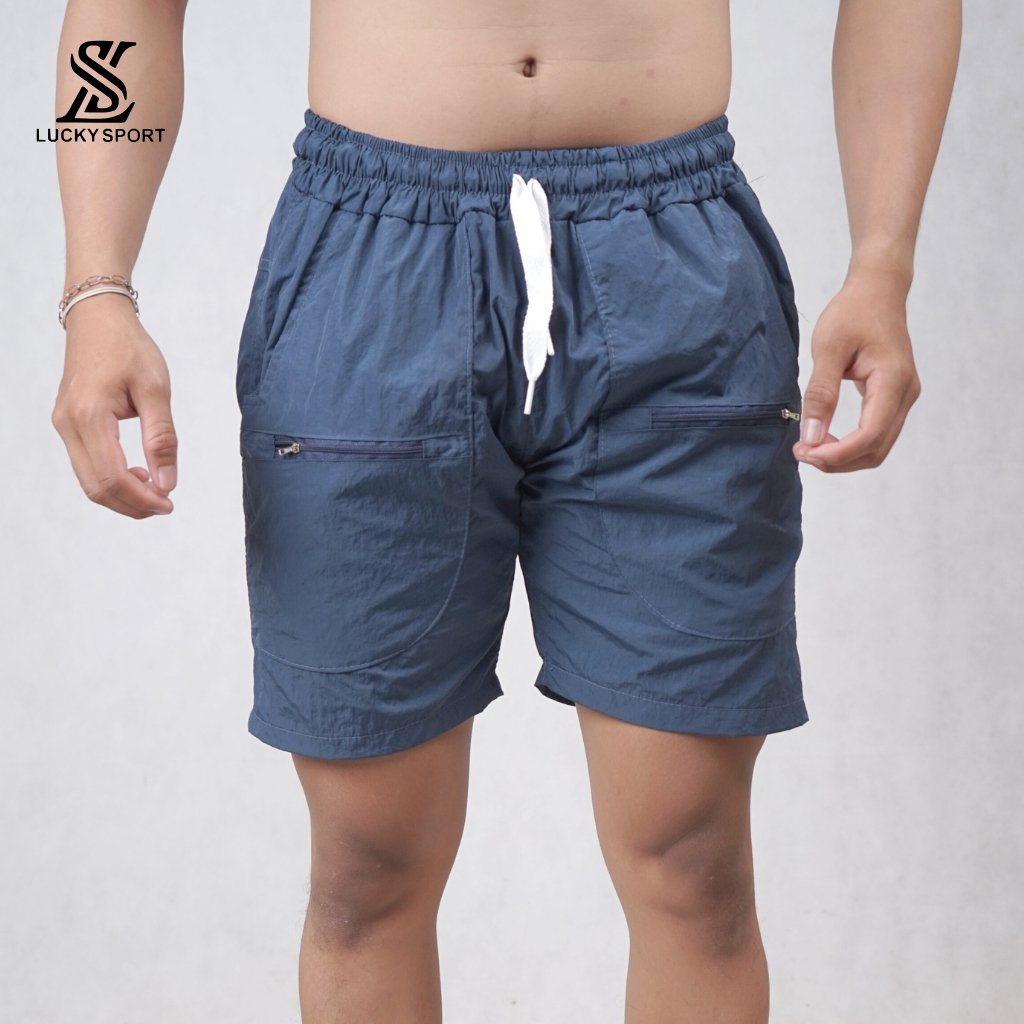 Cargo Resleting Crinkle Waterproof Casual Pria Wanita Nyantai Outfit Pantai