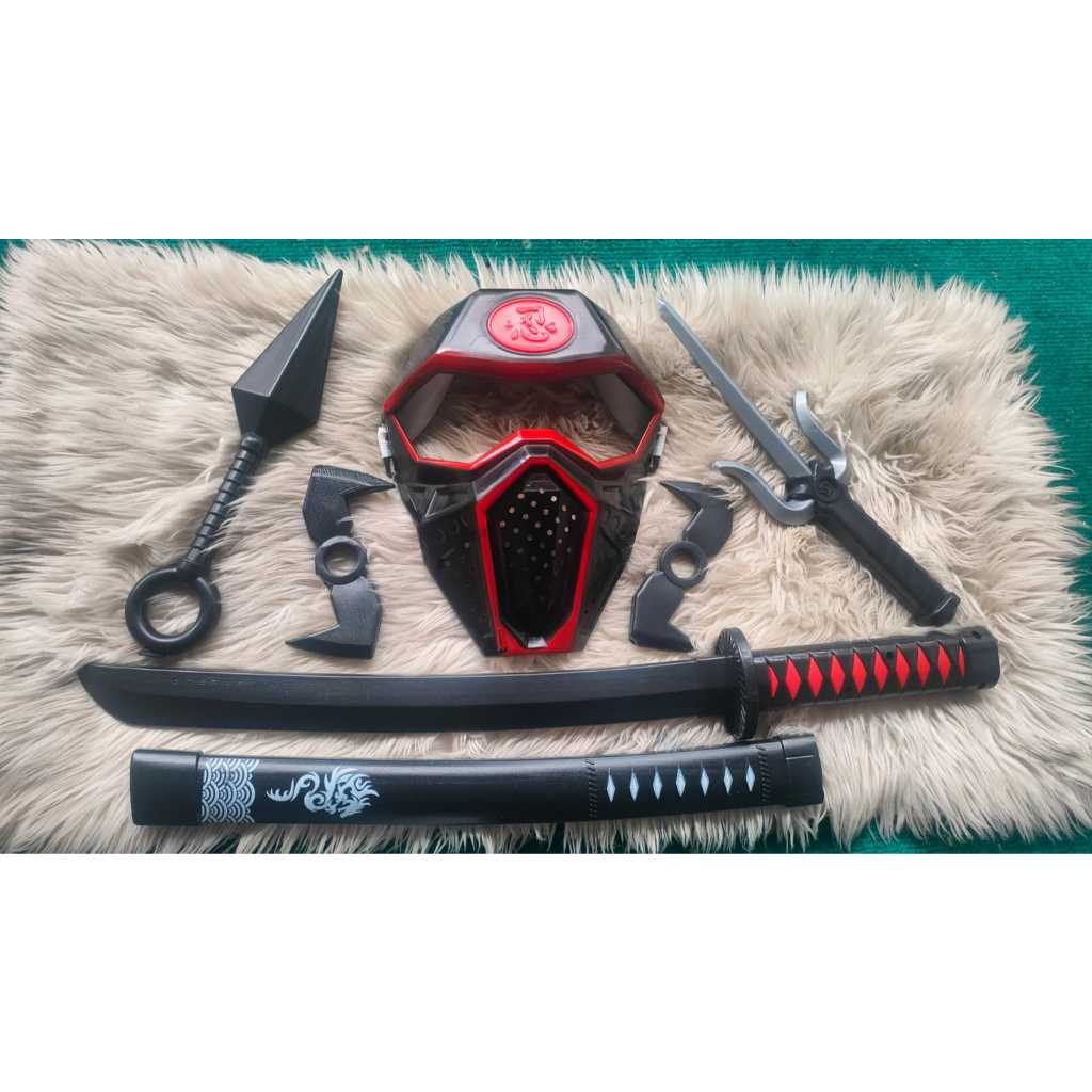 mainan ninja equipment + topeng - mainan alat Ninja samuray