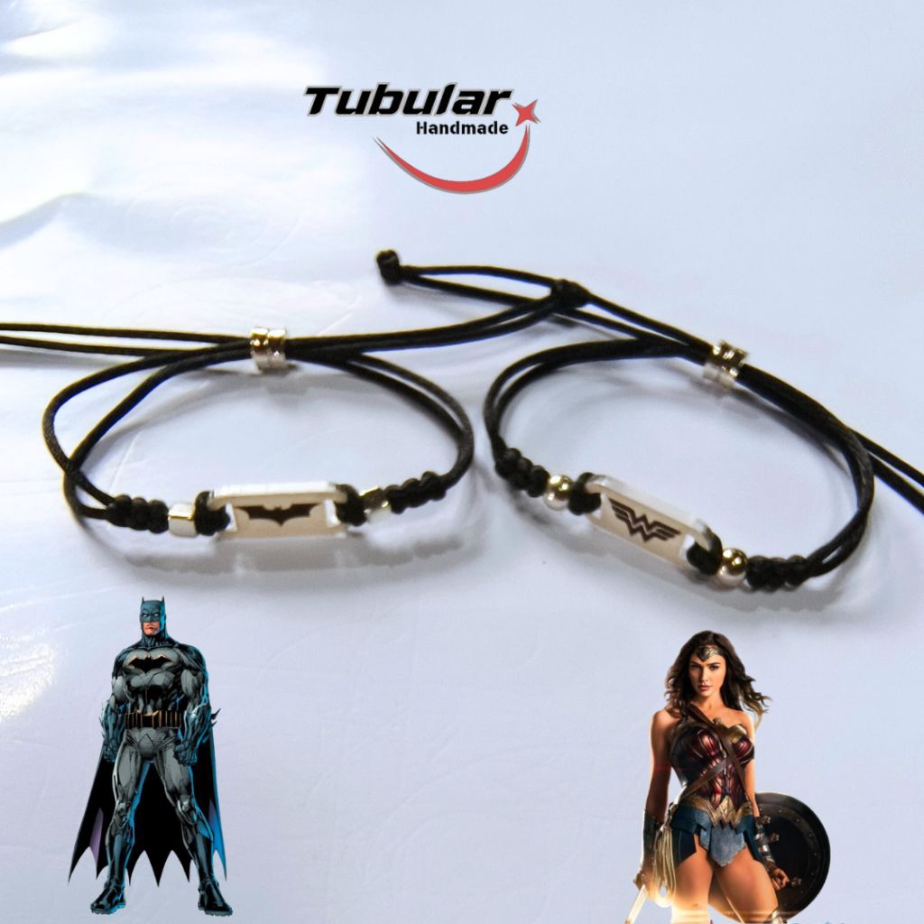 PULSERA Gelang Couple Pasangan Ber 3 Batman Wonder Woman Cat Women Aksesoris Gelang Tangan Superhero