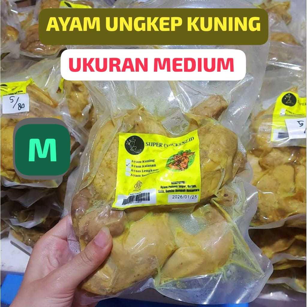 AYAM UNGKEP KUNING (MEDIUM) LEBIH BESAR 1 Ekor Potong 4 + Ati Ampela Ceker Kepala Marinasi Bumbu Kun