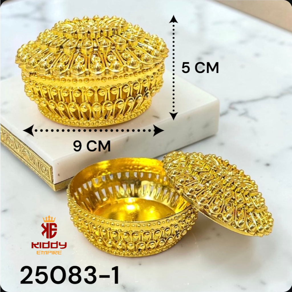 (KIDDY) Box Sirih Pinang Emas 9cm | Tempat Bunga Rampai | Wadah Hantaran Adat & Pernikahan | Kotak A