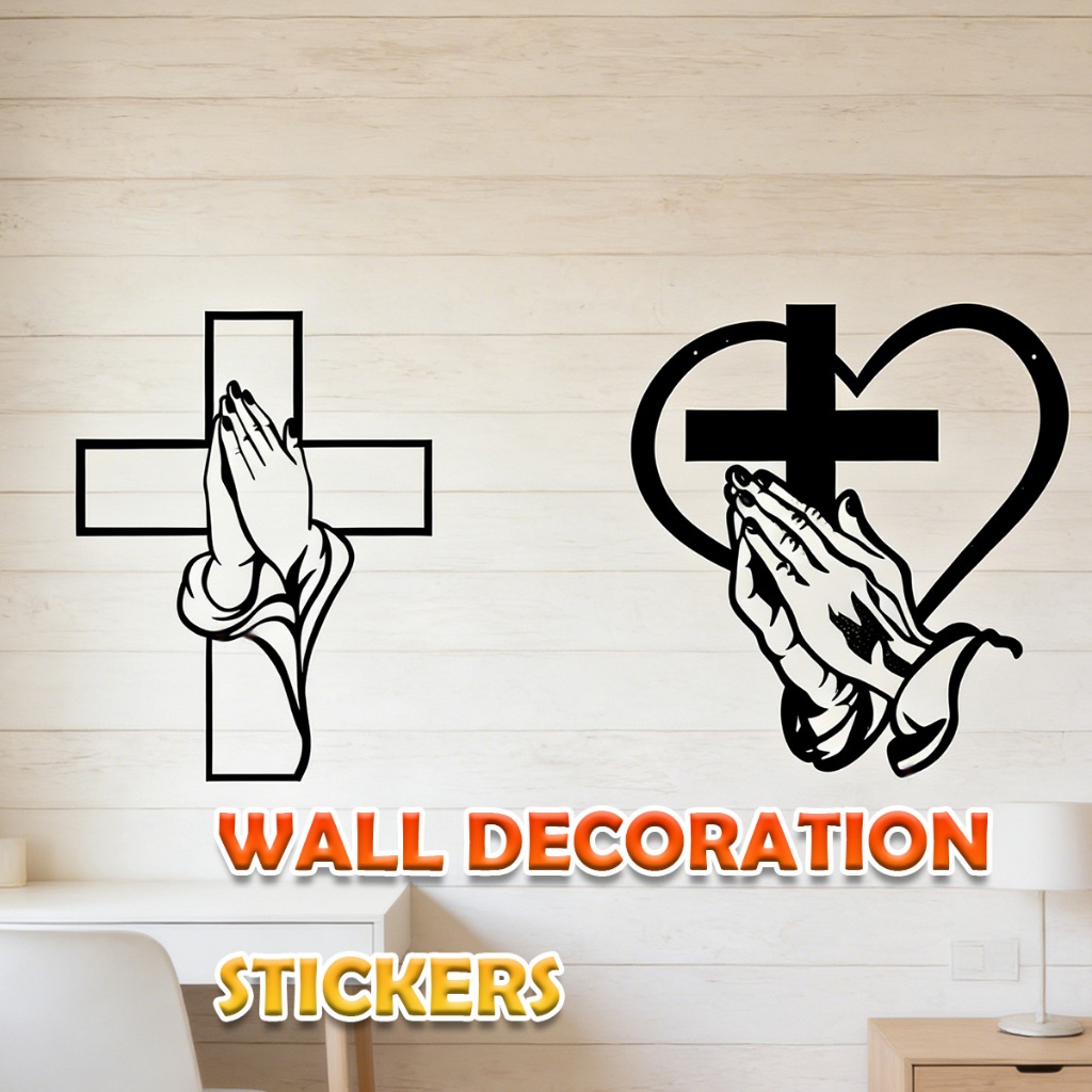 Salib hiasan dinding Tangan Berdoa Hiasan Pajangan Dinding Salib Besi untuk Ruang Tamu dan Hadiah Ru
