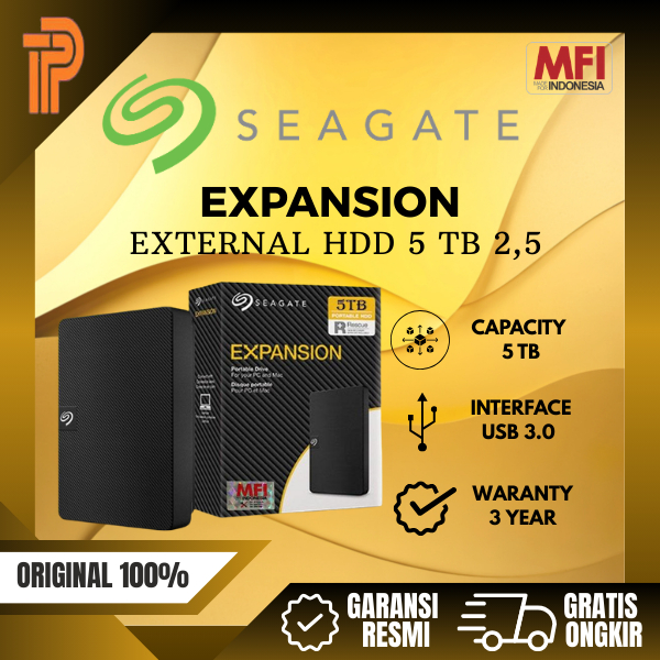 Seagate Expansion HDD 5TB Eksternal HDD 2.5 Inch USB3.0 Garansi Resmi MFI 3 Tahun 100% ORIGINAL