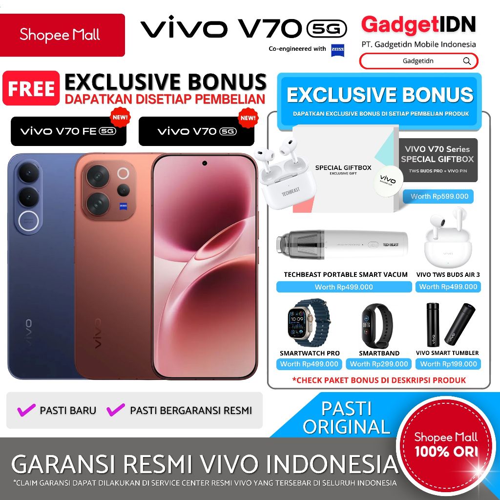 VIVO V70 5G 12/512GB ( +12GB Extended RAM ) Garansi Resmi VIVO V70 | VIVO V70 FE