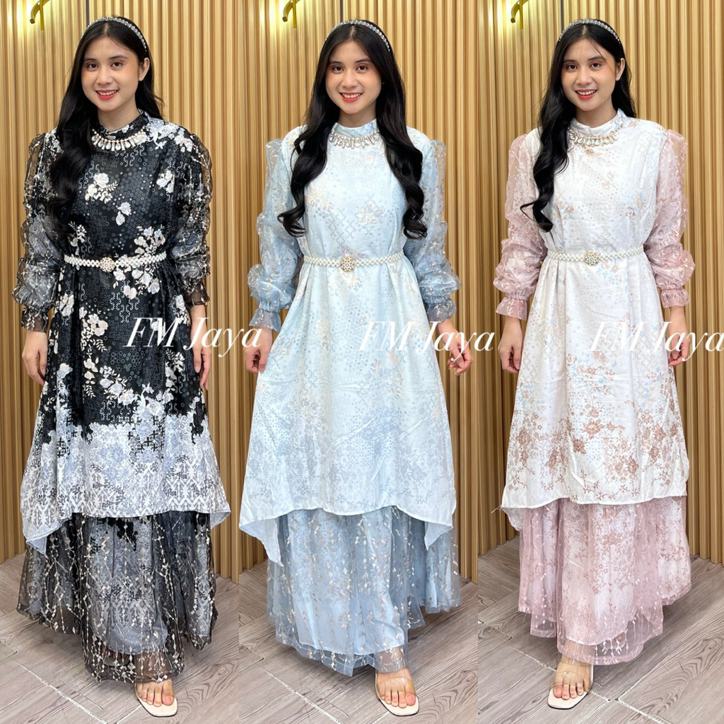 GAMIS FLORAL PREMIUM 608 || GAMIS SIMPLE ELEGAN || DRESS GAMIS TERBARU || GAMIS BRUKAT LEBARAN || DR