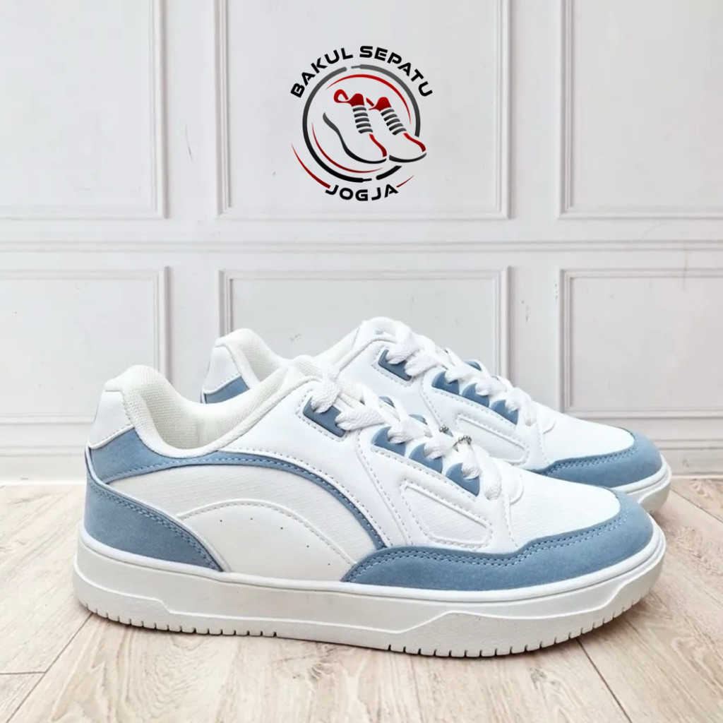 Sepatu Wanita AIRWALK Delray Putih  Biru (Size 37) Sneakers Casual Sport Sekolah Dewasa