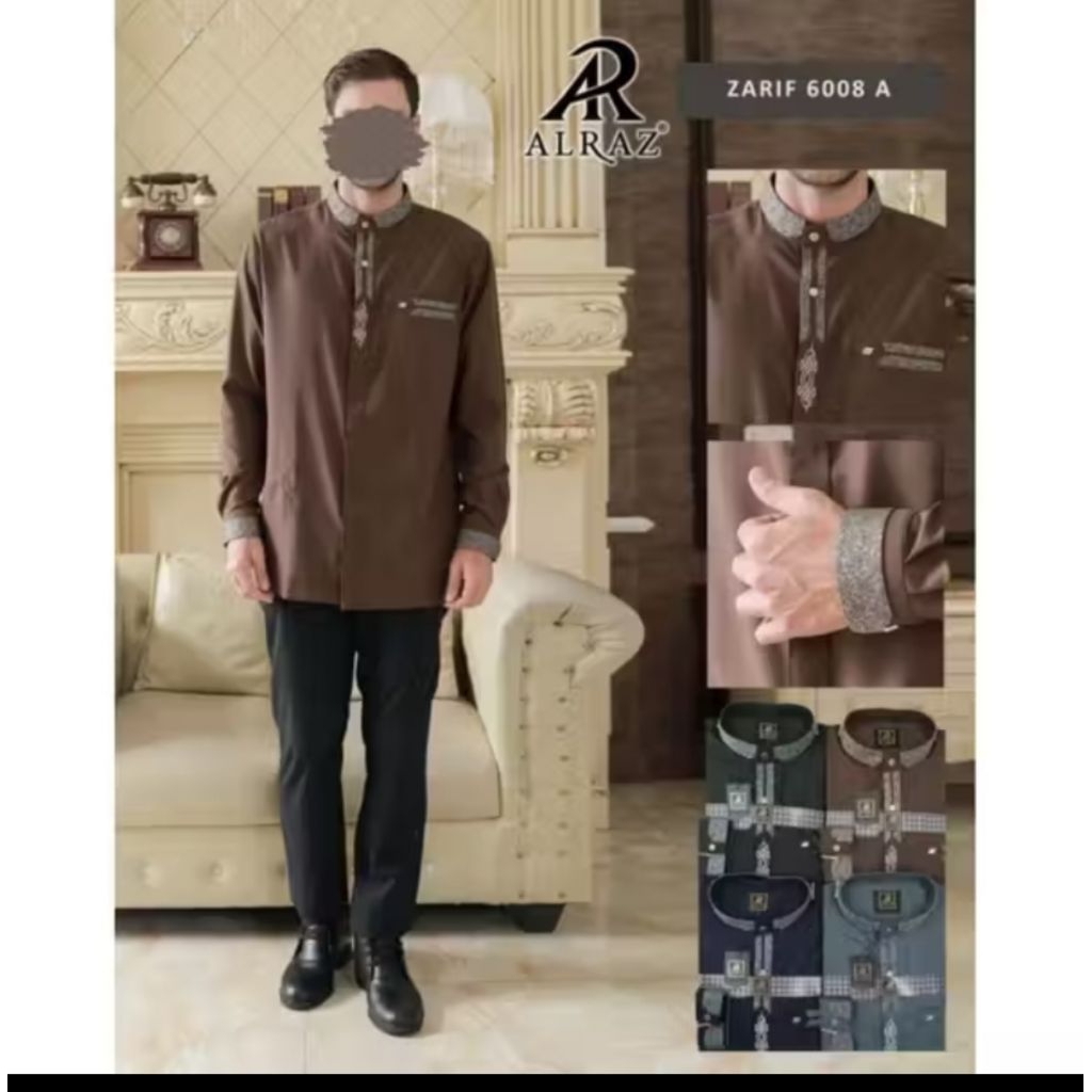 koko alraz tngan panjang lengan manset/baju koko alraz katun manset