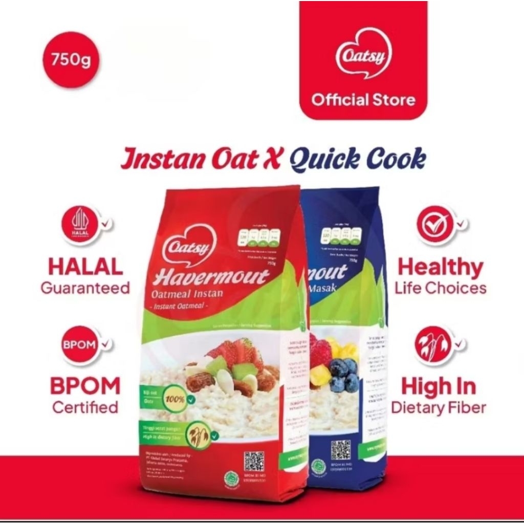 Oatsy Havermount Instan Oat Quick Cook Oatmeal Halal High End Healthy 750g