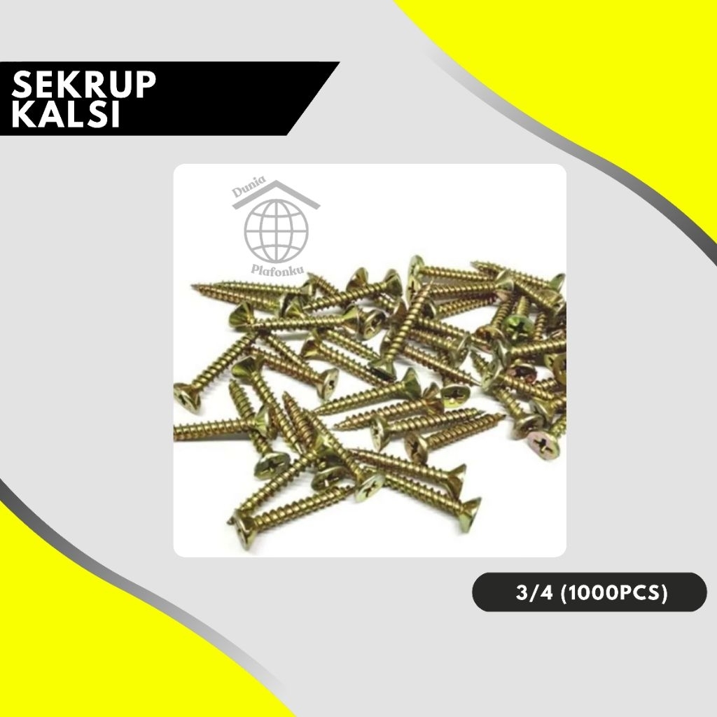 Sekrup kalsi 3/4 / sekrup kalsi / sekrup GRC / sekrup kalsi kuning / sekrup baut kalsi