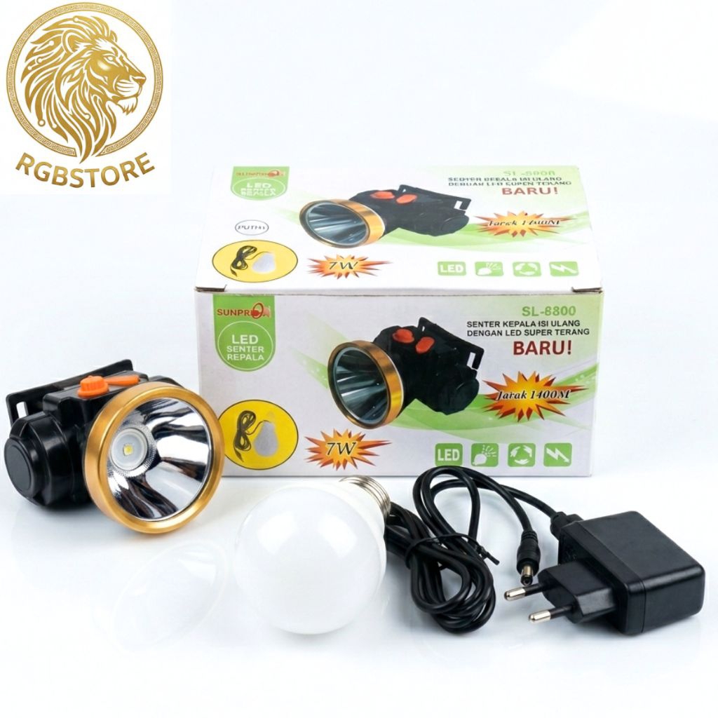 Senter Kepala Sunpro SL-8800 Gratis Lampu LED