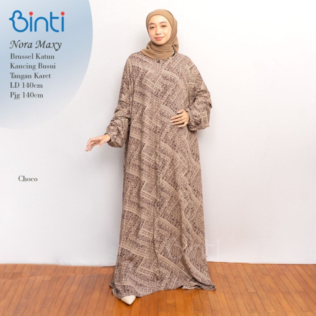 NORA DRESS  JUMBO LD 140 4XL XXXXL BAHAN KATUN BY BINTI  MUSLIMAH  BAJU LEBARAN GAMIS