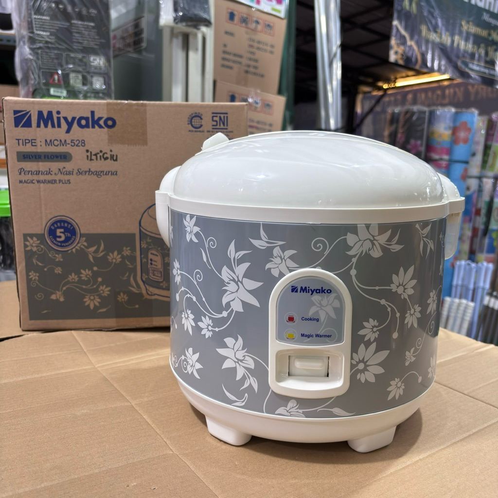 Miyako Magic Com Rice Cooker Miyako 1.8 Liter MCM-528 Silver Flower