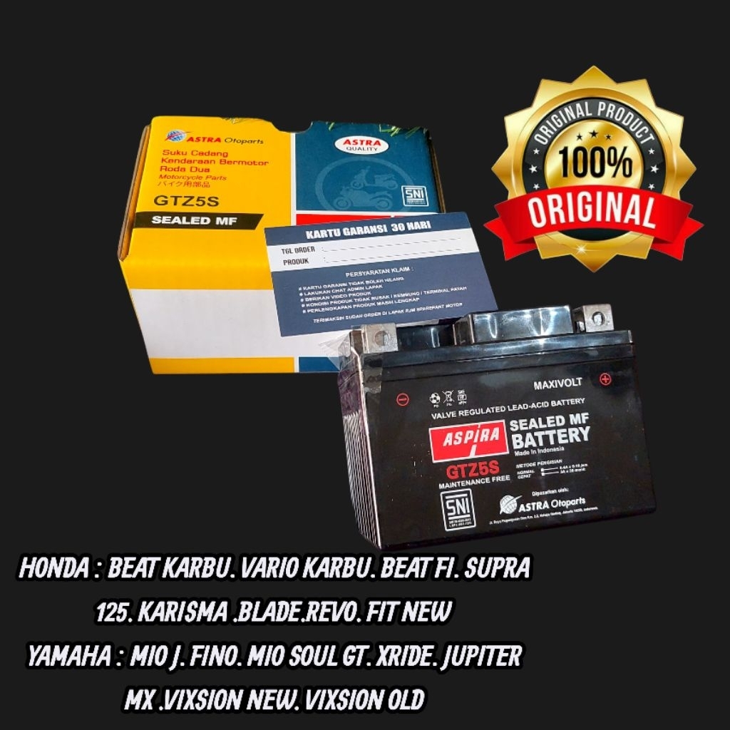 Aki Motor Full Kering Beat Fi Beat Vario Scoopy Supra 125 Gtz5s Ori Aki Motor Beat Vario Scoopy Gtz5