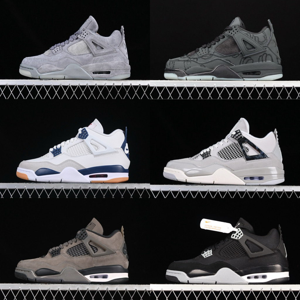 Sepatu Sneakers Basket Jordan 4 Kaws Grey