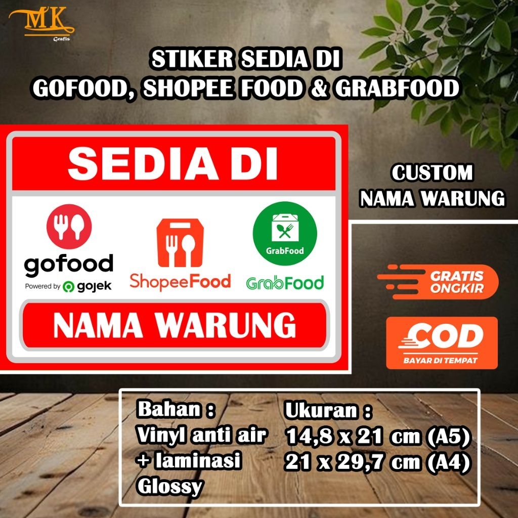 STIKER SEDIA DI GOFOOD, SPFOOD DAN GOFOOD | BAHAN VINYL ANTI AIR
