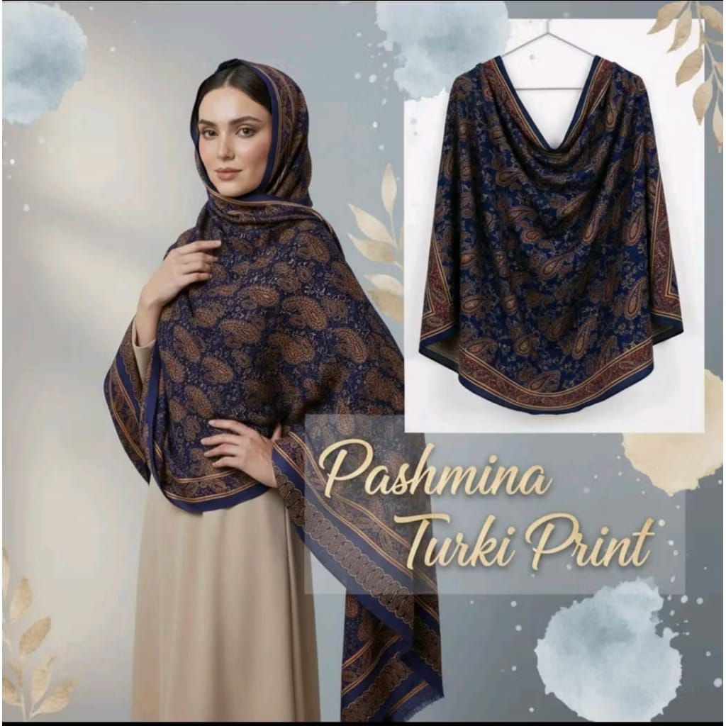 PASHMINA TURKI MOTIF 180×75CM/JILBAB CRUTY ARABIAN MOTIF syal