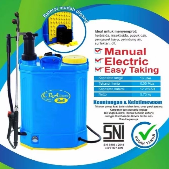 Sprayer Electric CBA tipe 5,5 Elektrik + Manual  16 Liter 3 in 1
