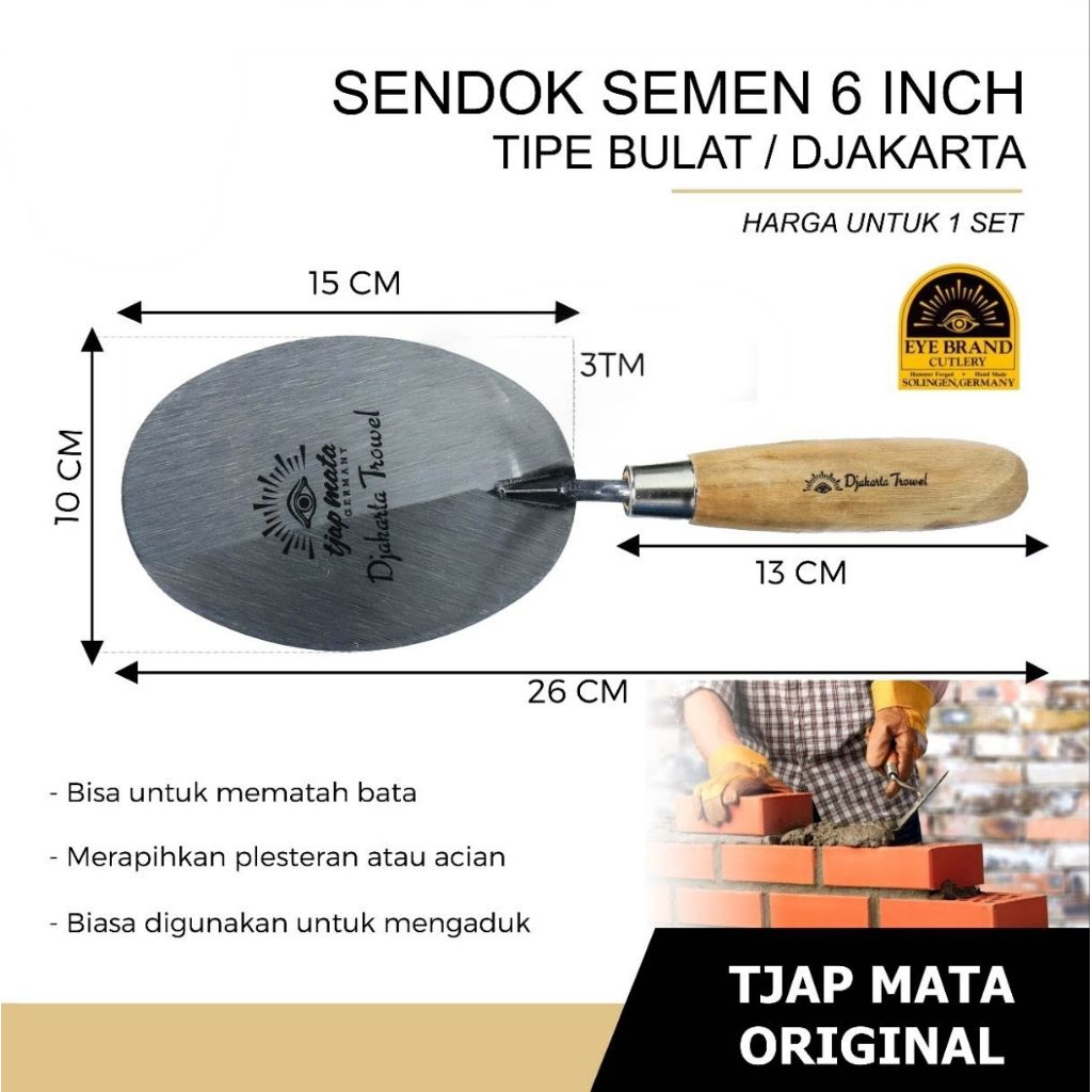 Sendok semen Tjap Mata / Cap Mata 6"