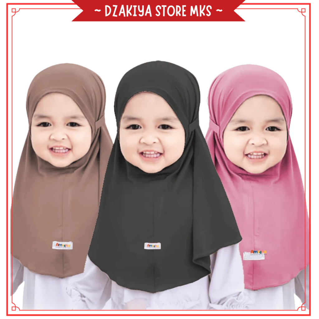 AH37 Jilbab Anak Bayi Instan Arafa 0 6 Bulan 1 Sampai 4 Tahun Hijab Baby Bahan Jersey - Kerudung Hij