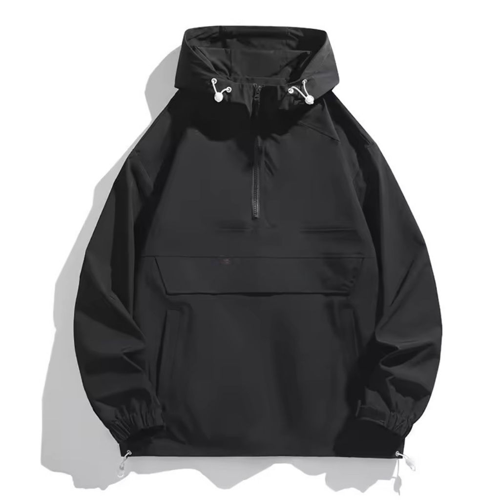 Jaket Anorak Half-Zip Premium - Waterproof & Windproof Techwear