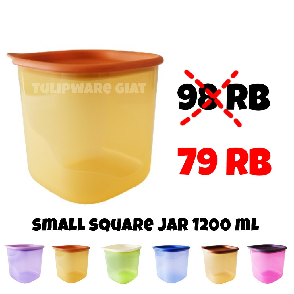 Twin Tulipware SMALL SQUARE JAR TOPLES KUE 1200 ml Toples Kue Lebaran Tulipware Kita
